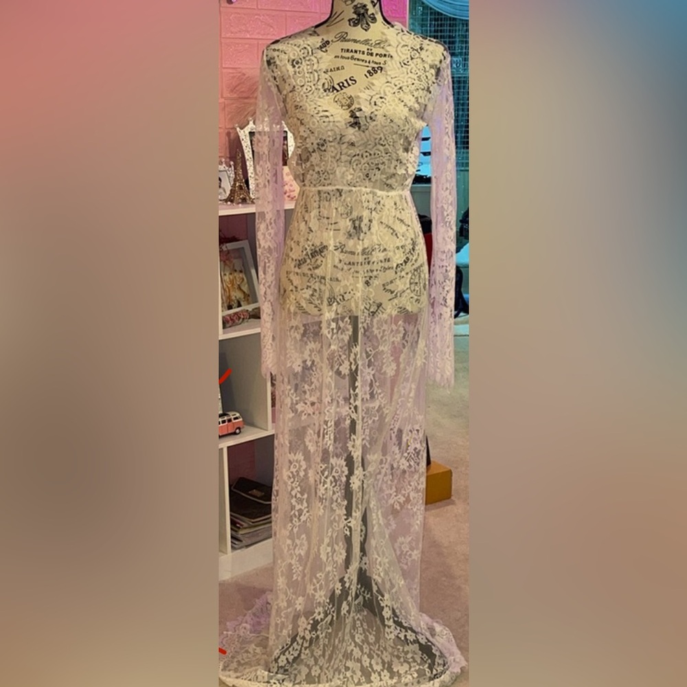 White Lace Weddiing Night Gown